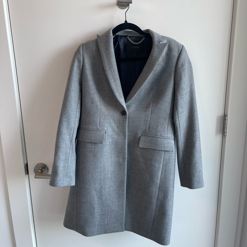 J. Crew Light Gray Single-Button Pea Coat